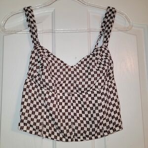 Abercrombie & Fitch Monochrome Checkered Crop Top